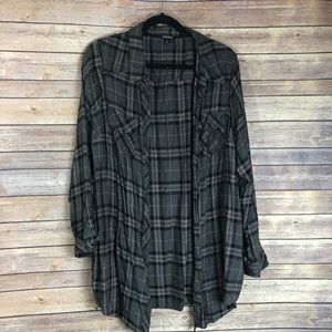 Torrid Gray/Pink Plaid Twill Camp Tunic